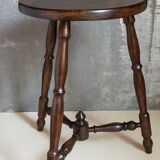 Vintage turned solid wood tripod stool