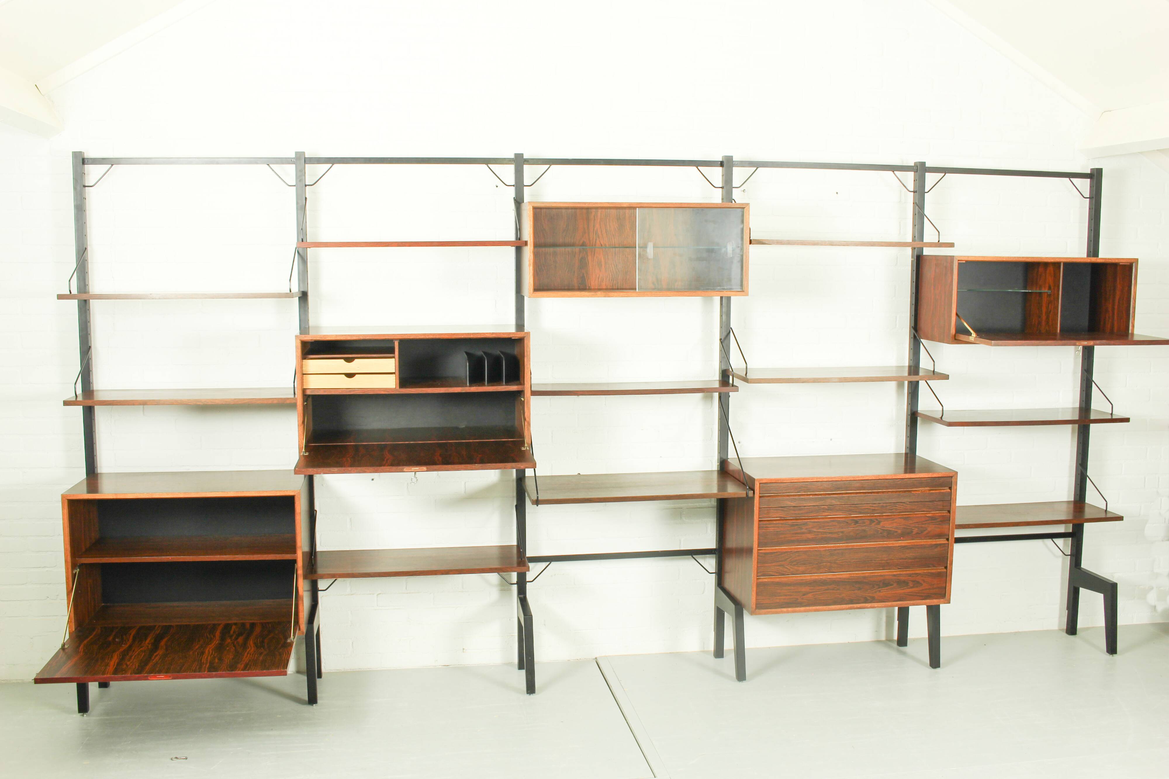 XL Danish Modular Teak Wall Unit in Rosewood by Poul Cadovius, 1960s