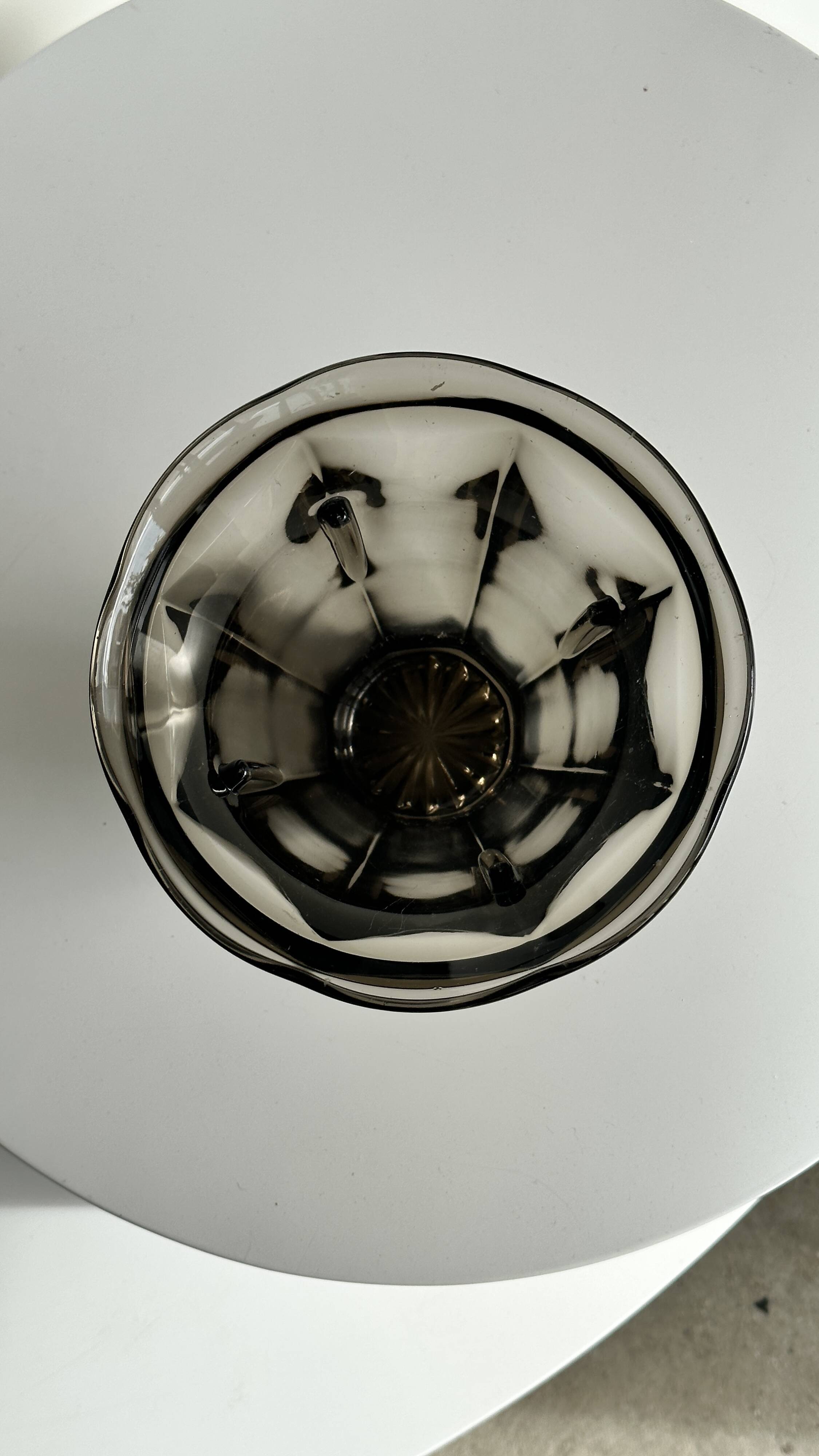 Smoked molded glass vase H:17cm