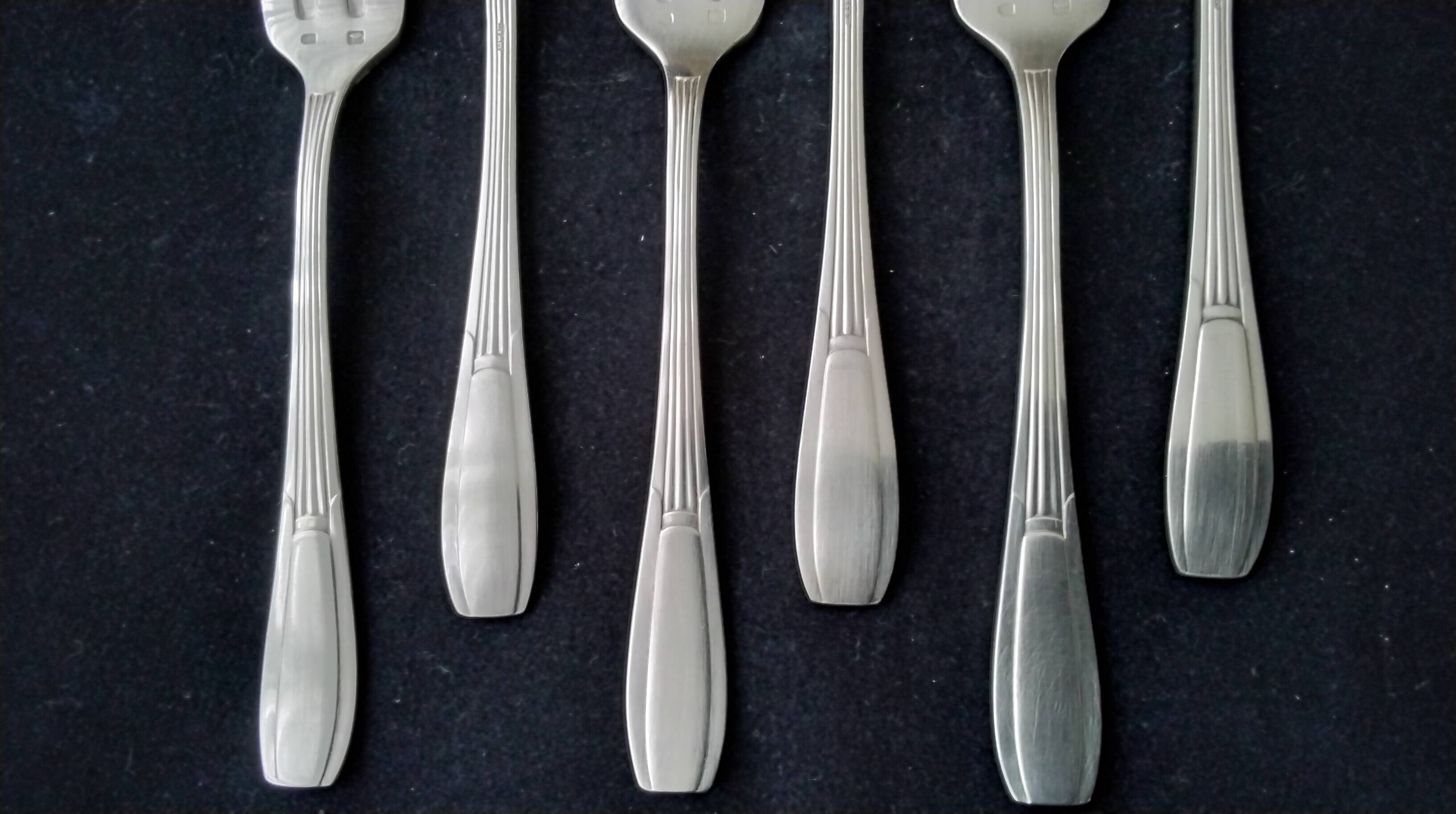 Set of 6 silver-plated oyster forks, SFAM Art Deco style