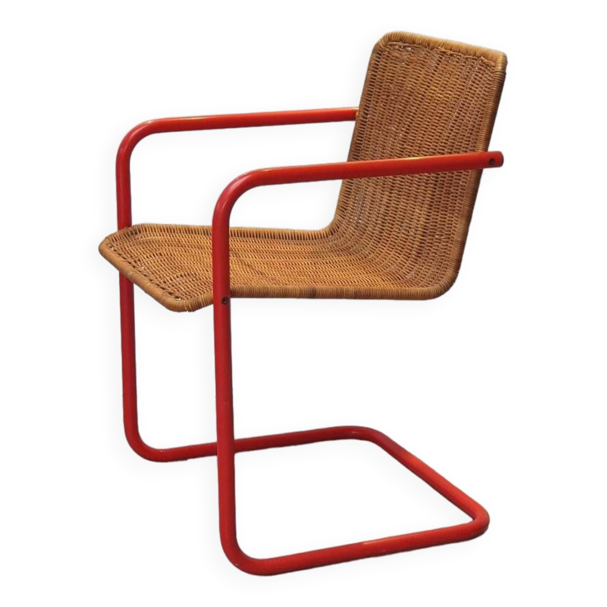 Chaise cantilever rotin métal