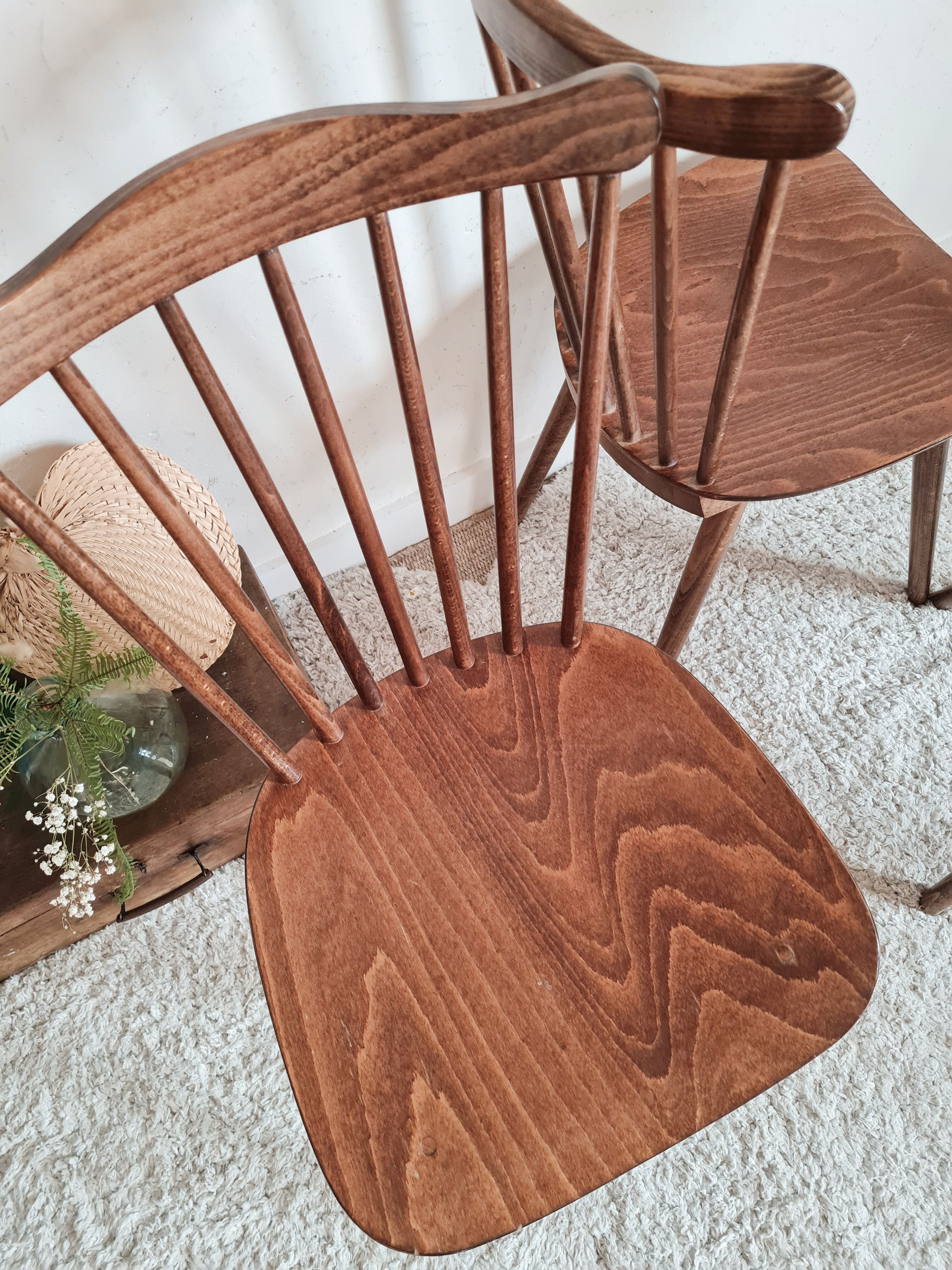 3 wooden trio bistro chairs No. 740 Baumann