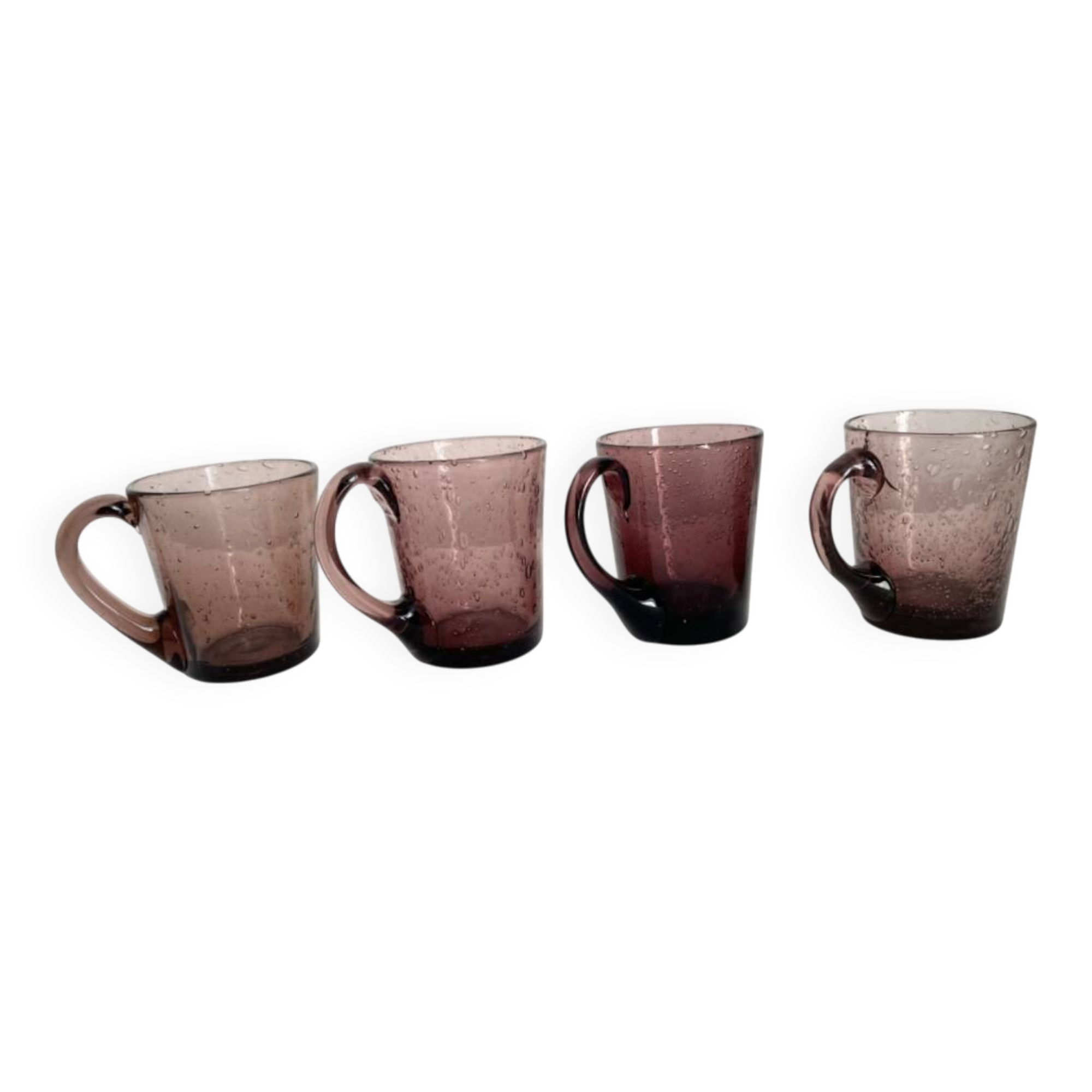 Purple biot blown glass mugs