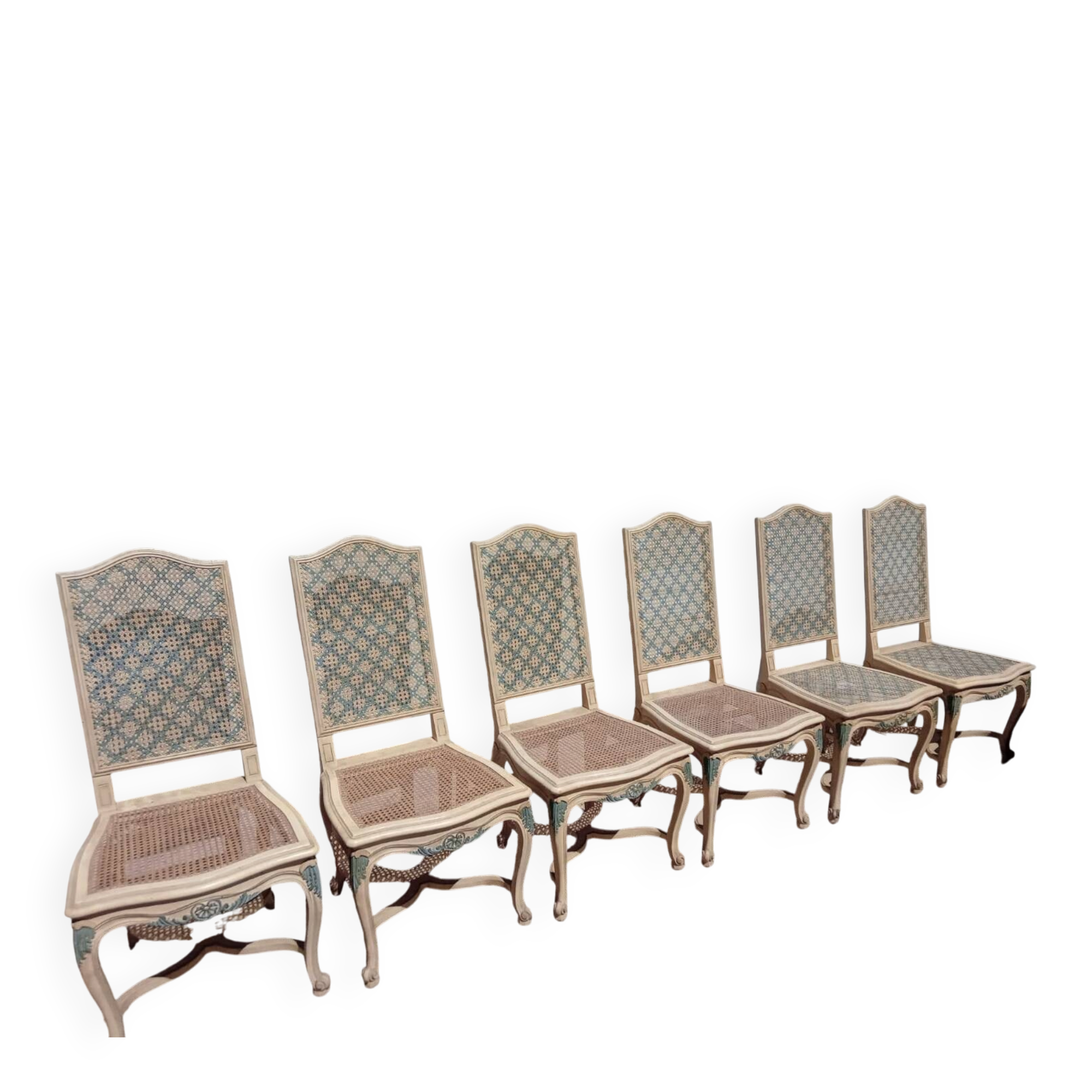 6 chaises peintes milieu du 20eme siècle