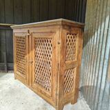 Support buffet in solid pine, zinc top, late 19th century.
