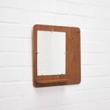 vintage teak wall mirror with hooks