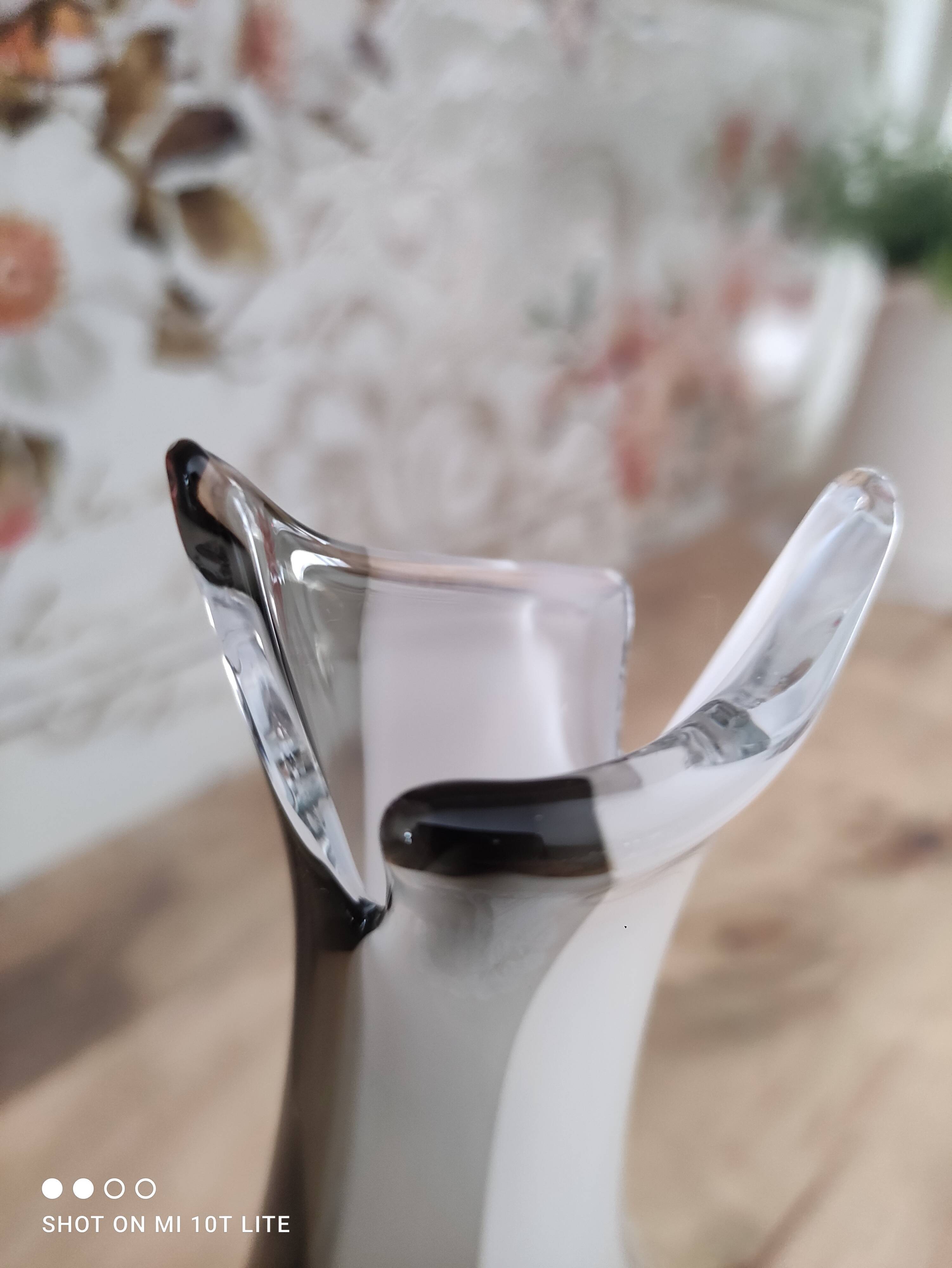 White and black bohemian crystal vase Artcristal