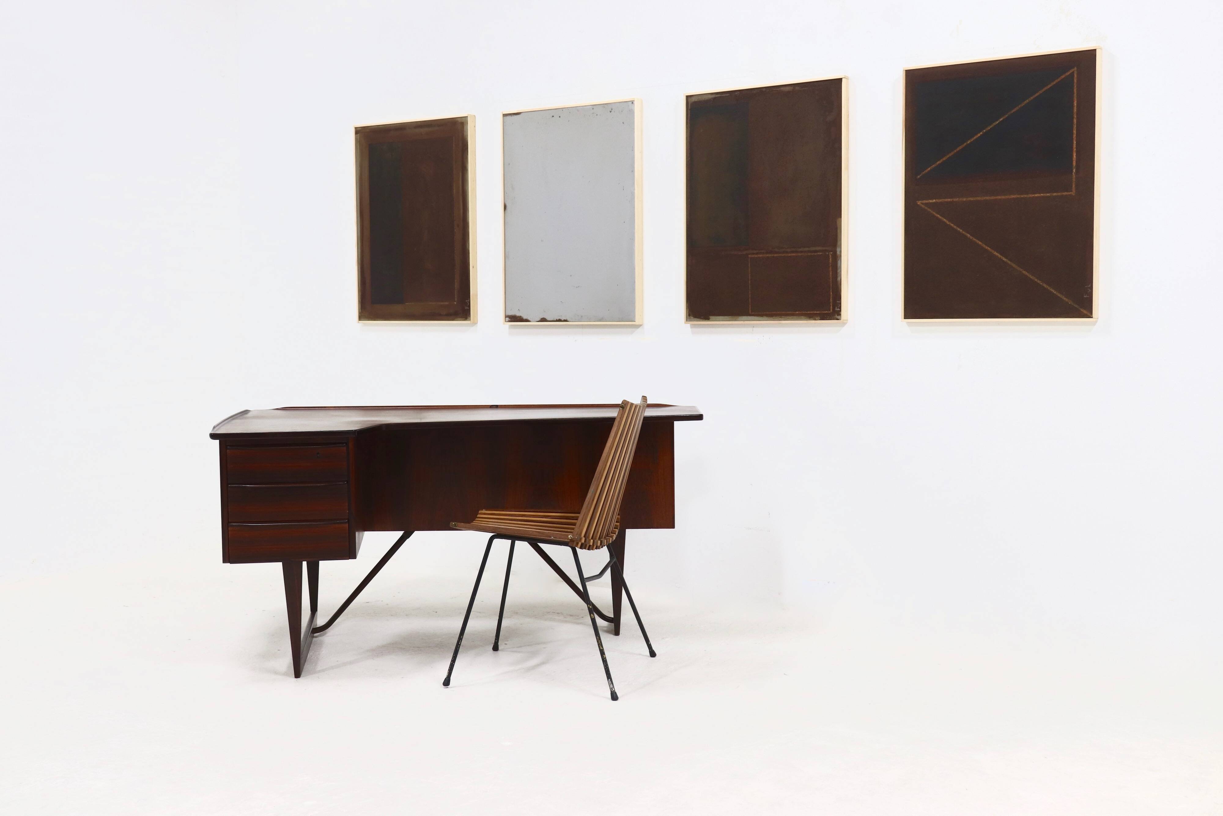 Rosewood Boomerang Desk by Peter Løvig Nielsen for Hedensted Møbelfabrik Denmark 1950s