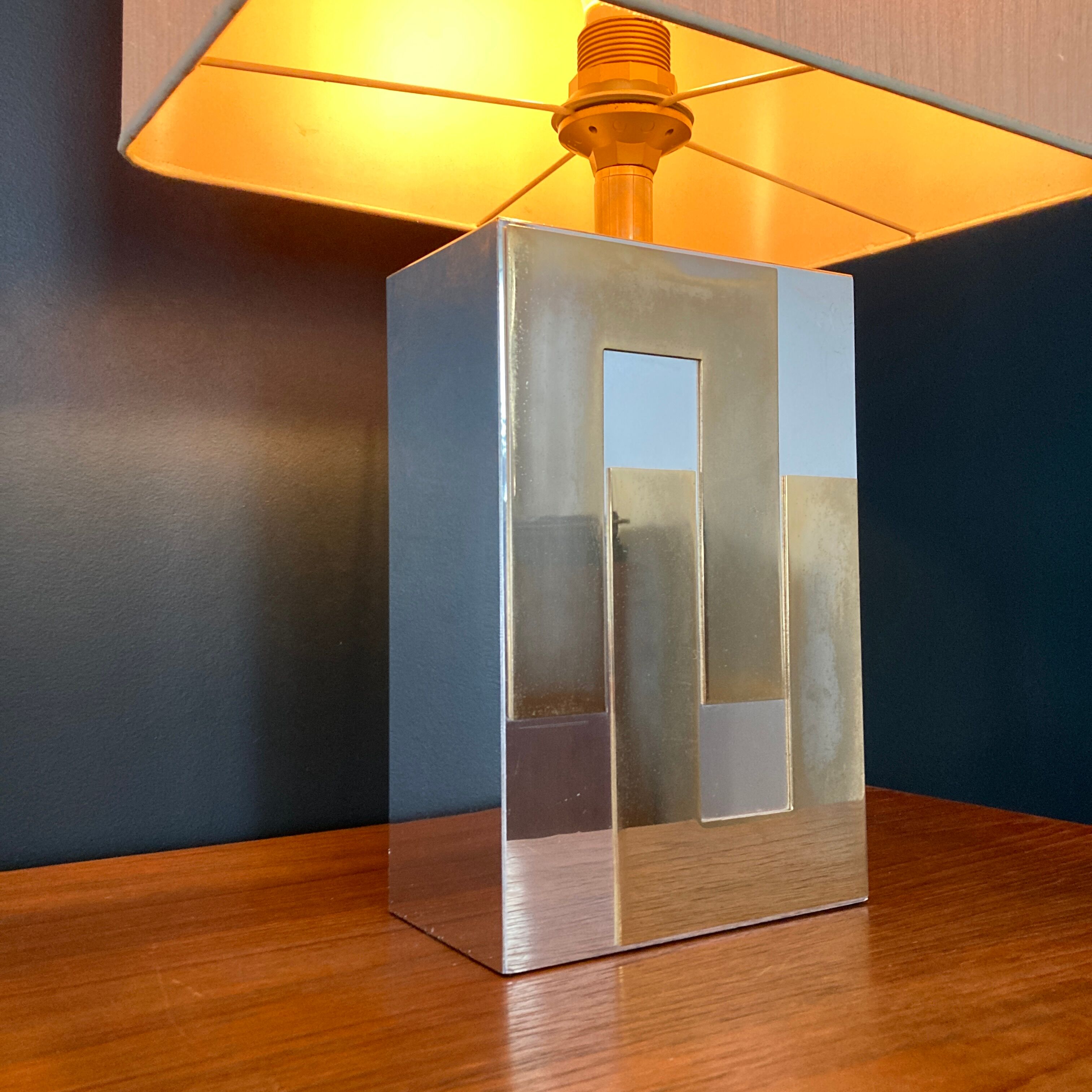 Table lamp Philippe Jean gold and chrome 1970