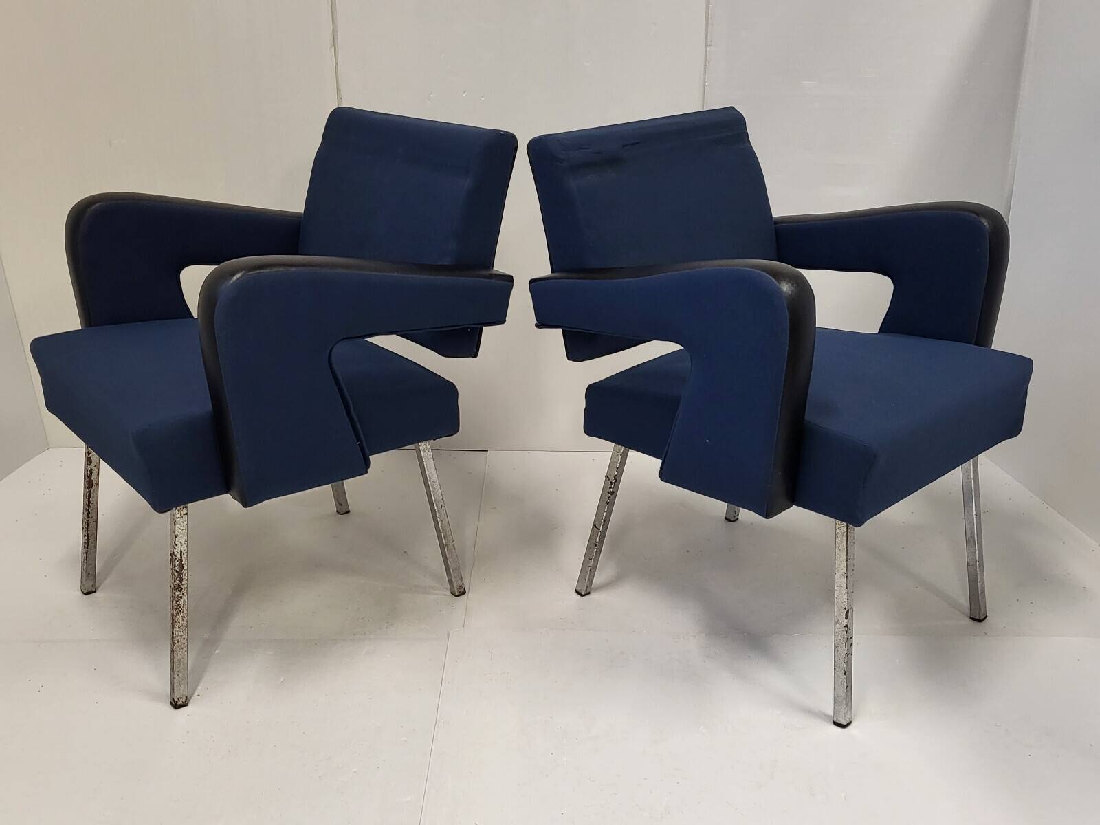 Paire de fauteuils "president" de jacques adnet 1950 vintage 50s 1950s