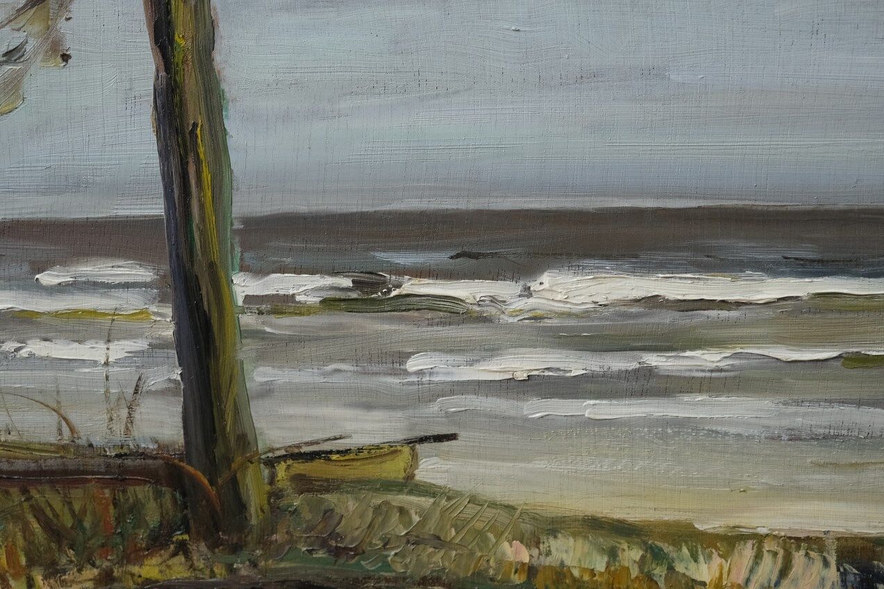 Scandinavian modern painting, 1929, Oil on board.