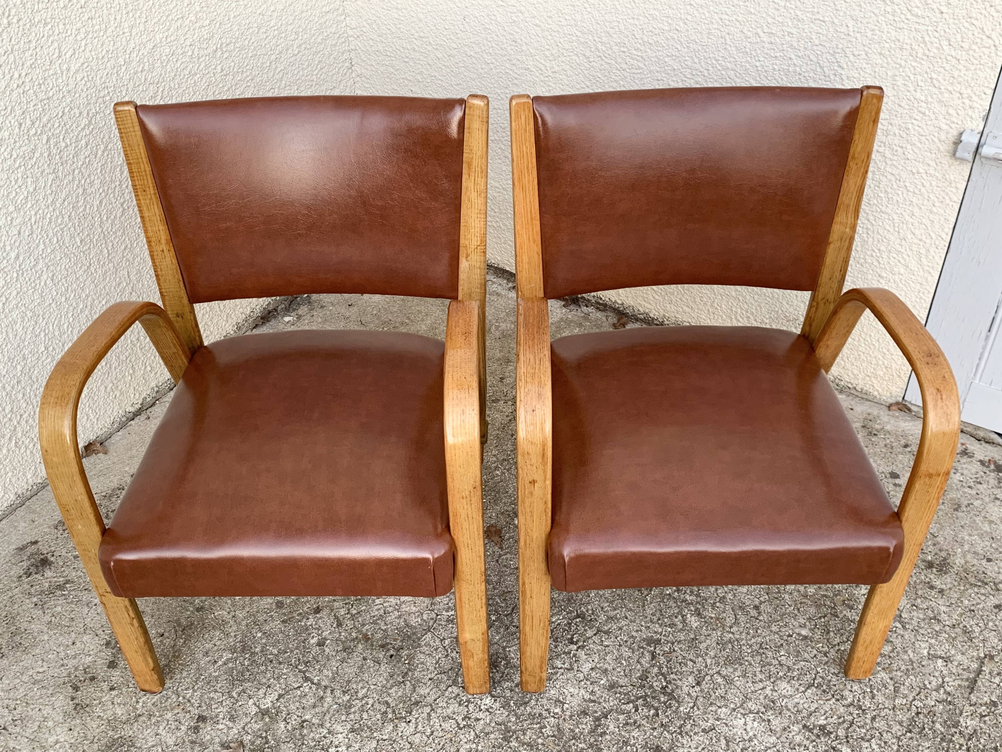 Bridge Bow Wood Armchairs 1950