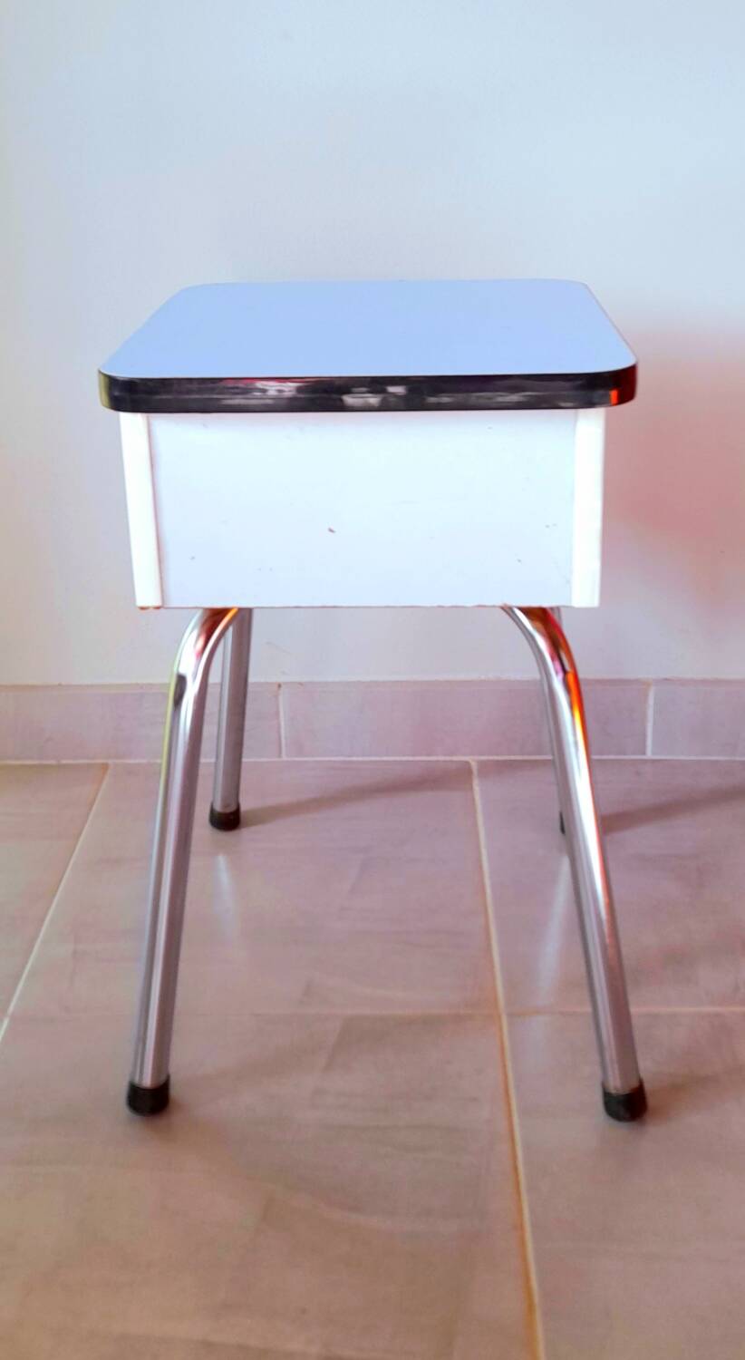 60s blue formica chest stool
