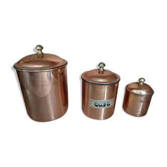 Spice pot box Trundle copper metal set of 3 dp 072269