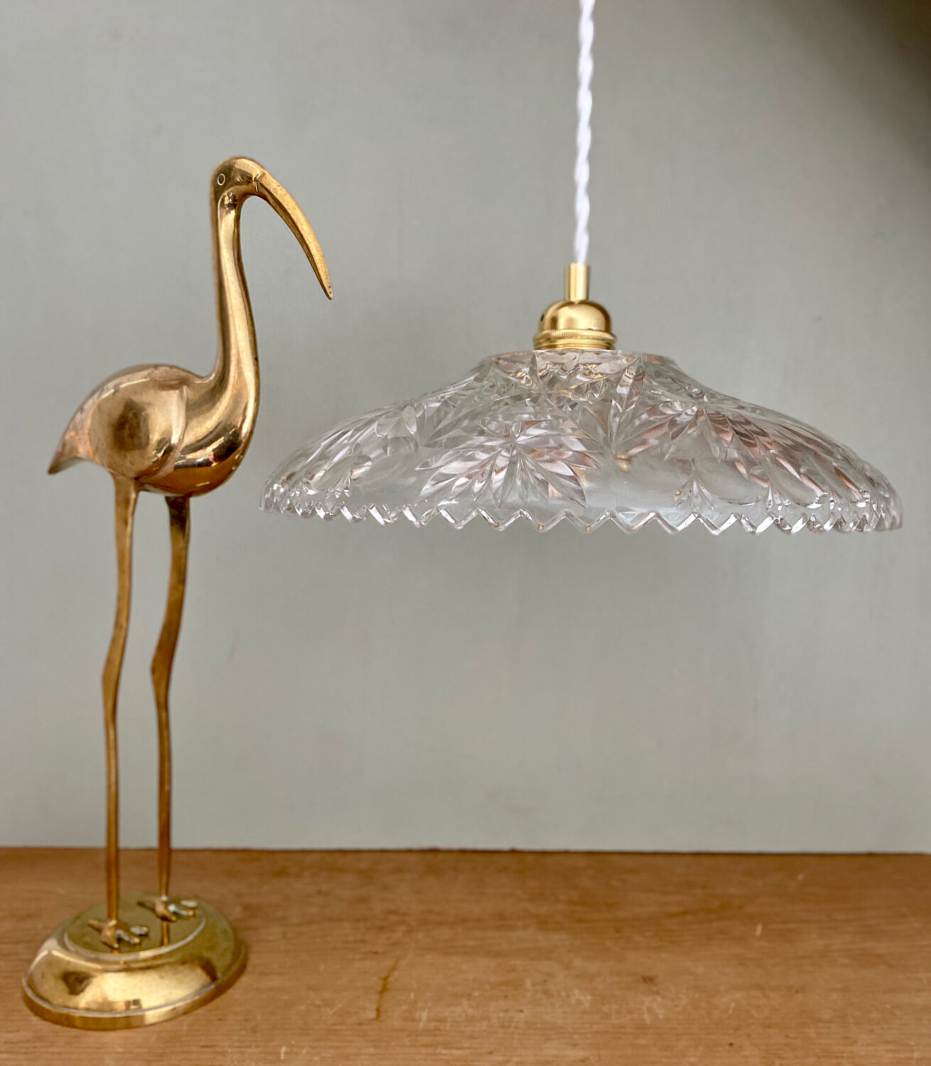 Vintage glass lampshade pendant light - tableware collection -