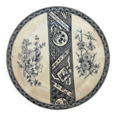 Assiette plate ancienne en terre de fer bleu nuit pour magasin Vermont frères