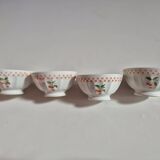 set of 4 vintage bowls with orange and cherry gingham checks