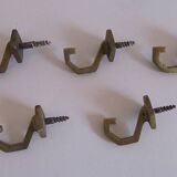 Set of 5 Vintage Brass Square Hooks