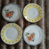 4 antique flat plates from Digoin and Sarreguemines