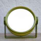 Swivel green plastic makeup mirror - Space Age Design - 1970s