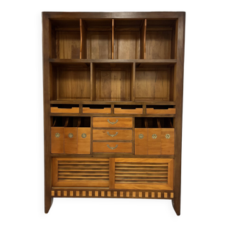 Modular marine-style cherry wood bookcase