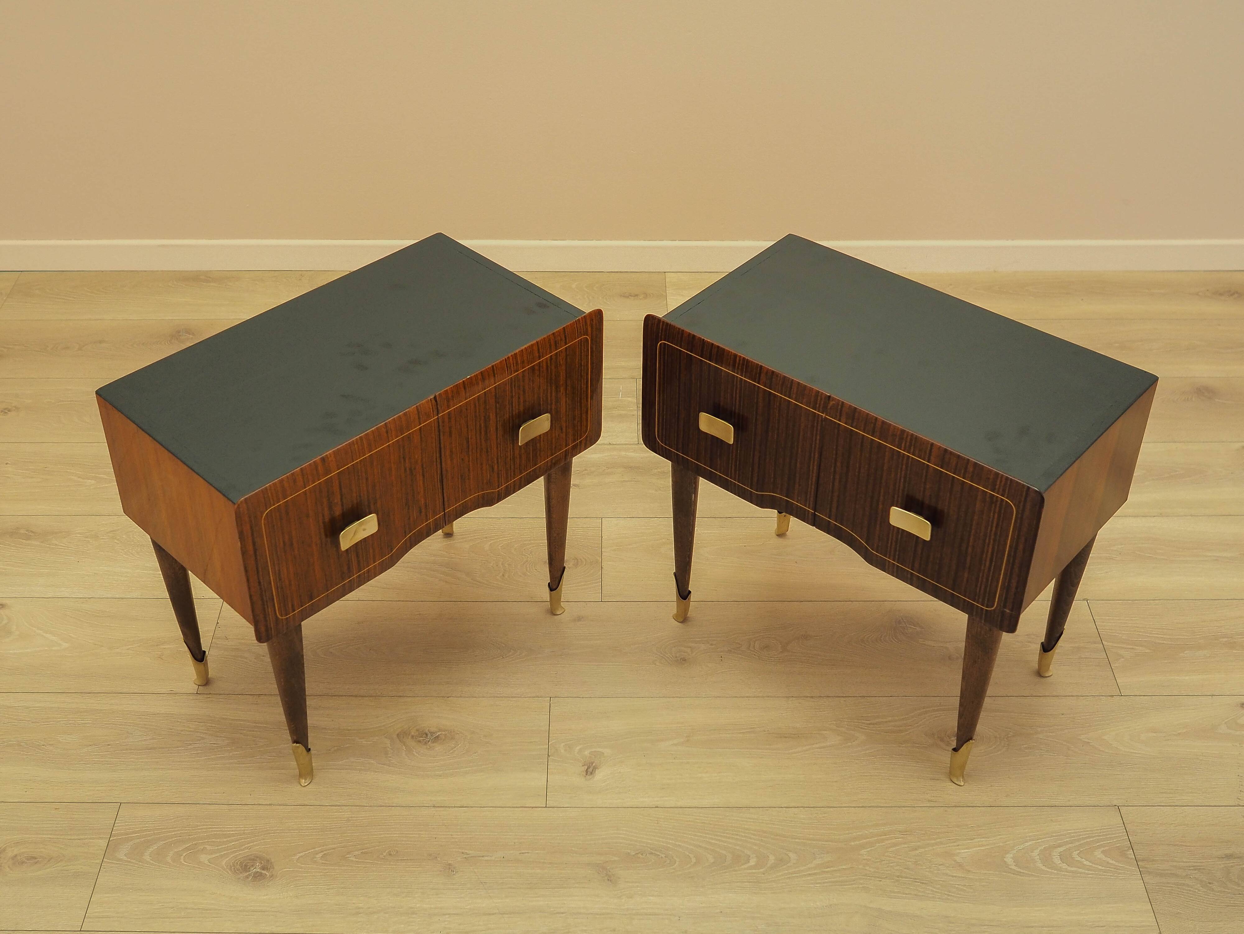 Two Bedside Cabinets, Mahogany Veneer, Italy, 1970s