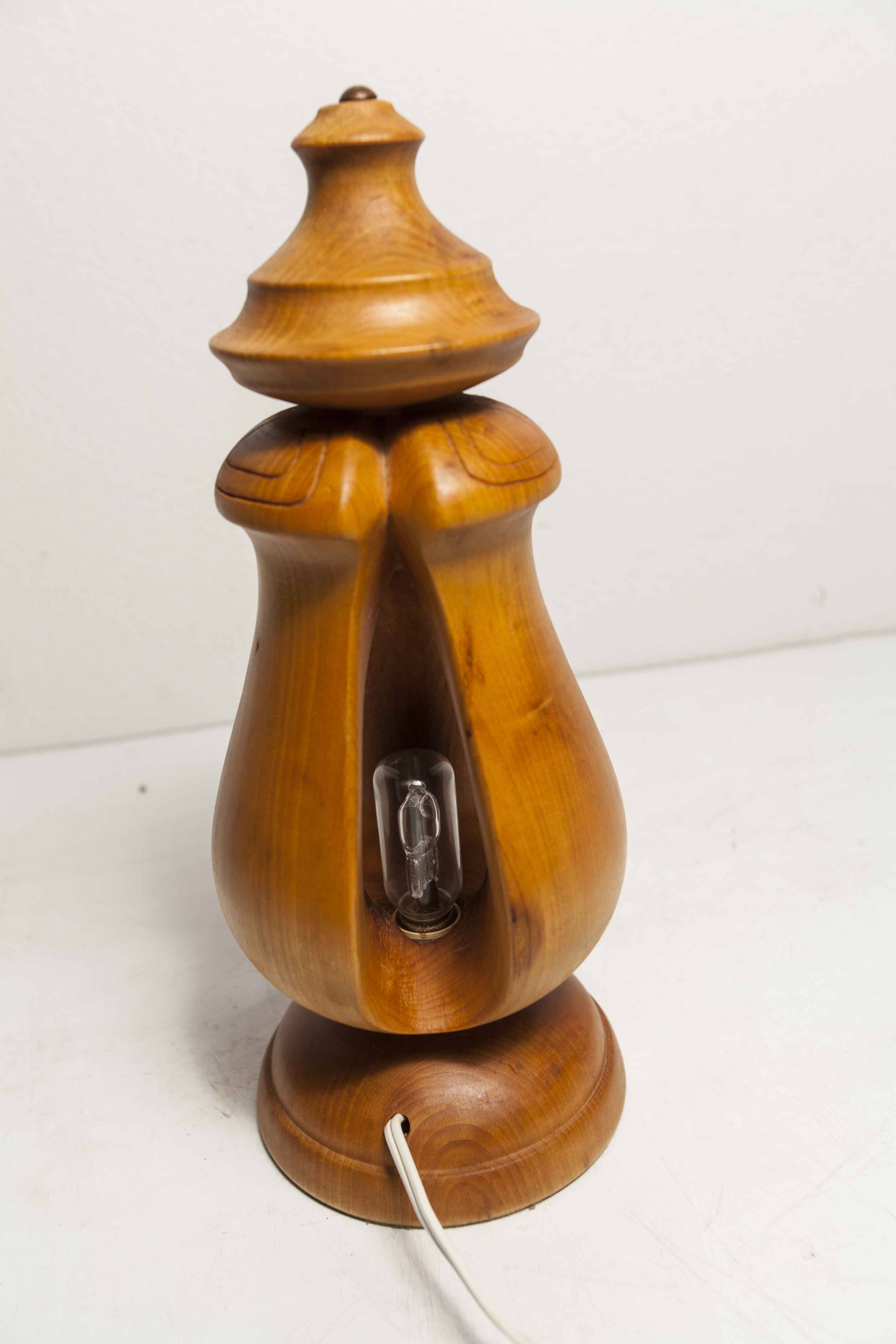 Solid wood table lamp 1960