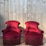 Pair of armchairs - bergères - Napoleon III pouf
