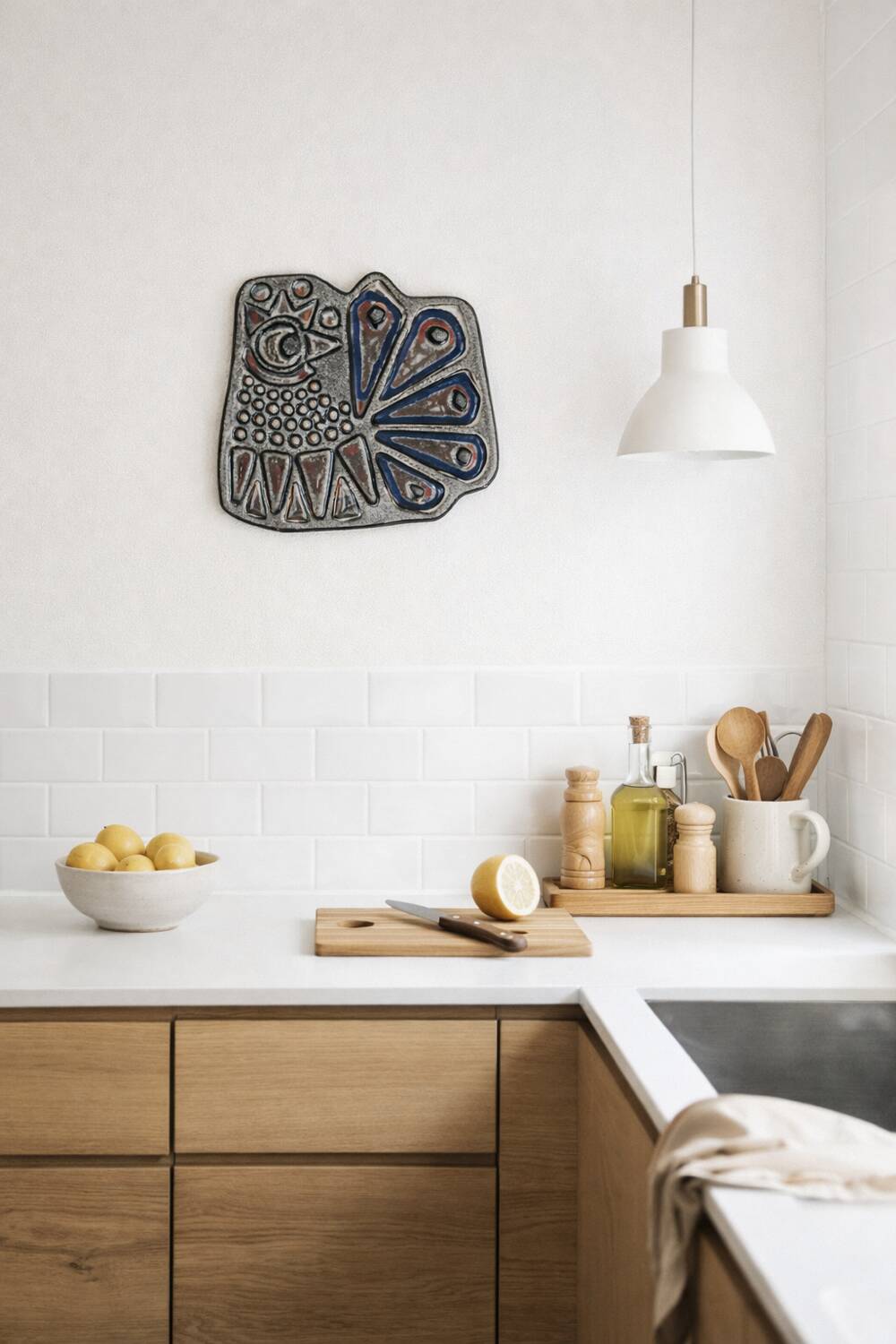 Vintage Scandinavian wall ceramic – Stylised hen – 1960s