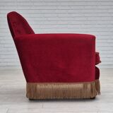 1970s, Danish lounge chair, original condition, cherry-red velour fabric.