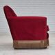 Chaise longue danoise des années 1970, état d'origine, tissu velours rouge cerise.