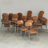Set of 6 metal and wood school chairs  
Former Czechoslovakia 1960