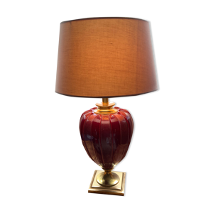 lampe à poser ancienne en céramique et laiton doré lampe de bureau vintage éclairage retro