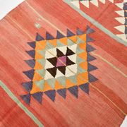 5x11 Kilim Long Wide Faded Samon Kilim Rug, Rare Style Anatolian Flatweave