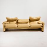 Maralunga leather set by Vico Magistretti for Cassina, Set of 3