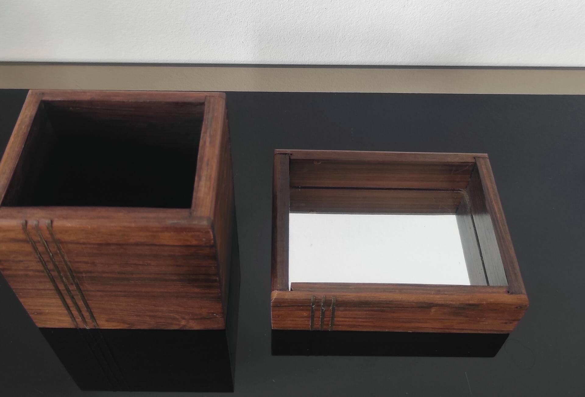Vintage pocket trays in rosewood and brass – style A