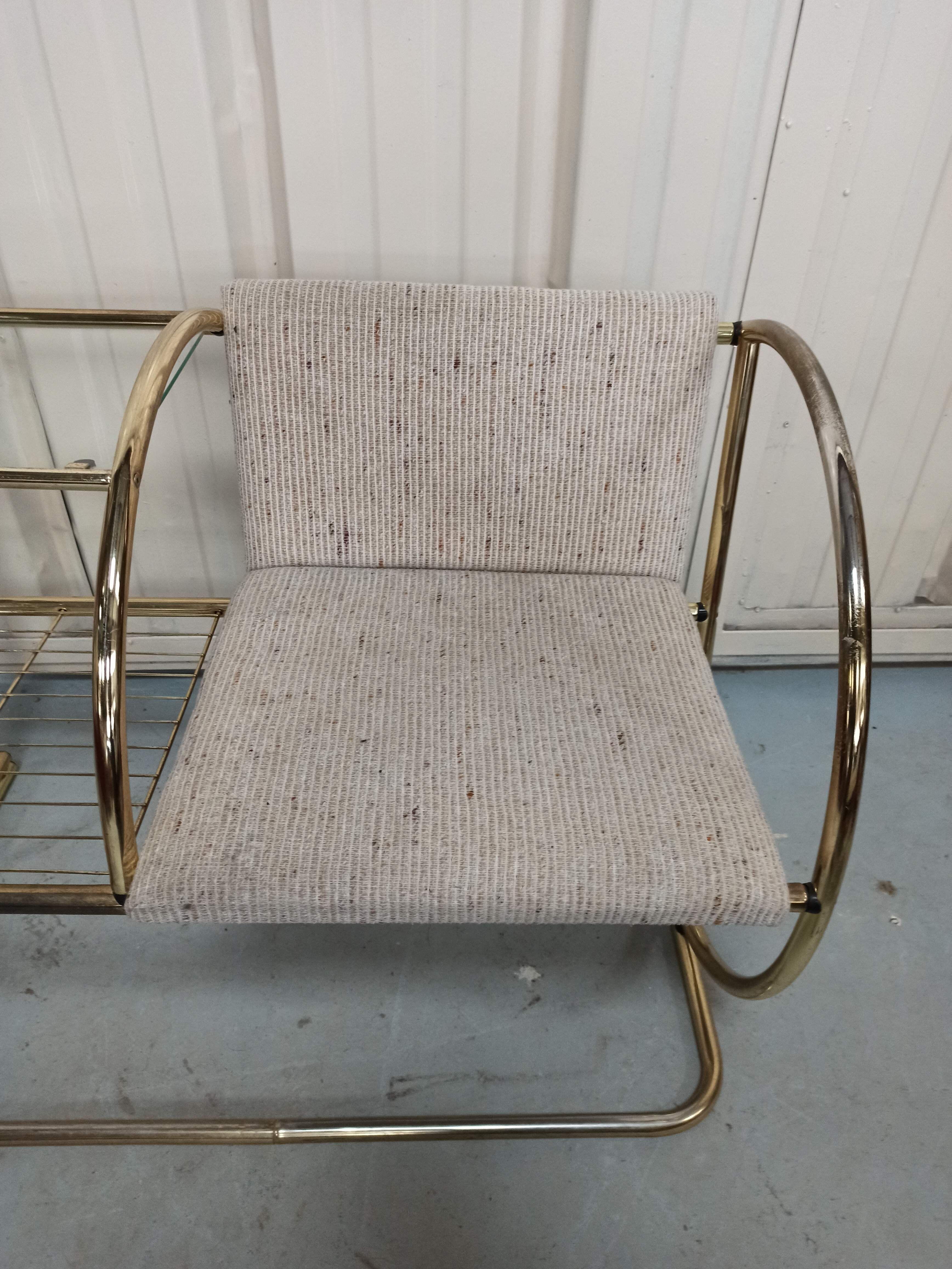 Bench armchair furniture chrome gold 70s