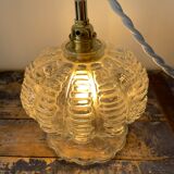 Vintage portable lamp in electrified chiseled glass to nine