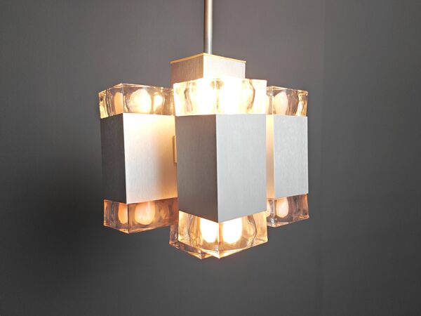 Lustre cubique italien vintage par Gaetano Sciolari, années 1970