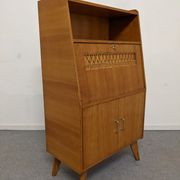 Secretary wooden and rattan office of the 50s/60s