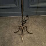 Neo-Gothic floor lamp with 2 candle holders, early 20th century, ironwork