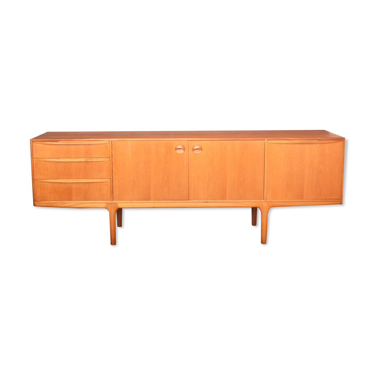 Restored Long Retro Teak 1960s Mcintosh Torpedo Teak Sideboard Cabinet