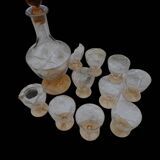 Amber liquor service 1930 glass and faceted carafe