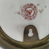 Pair of vintage Chinese decorative plates with floral decoration on a yellow background