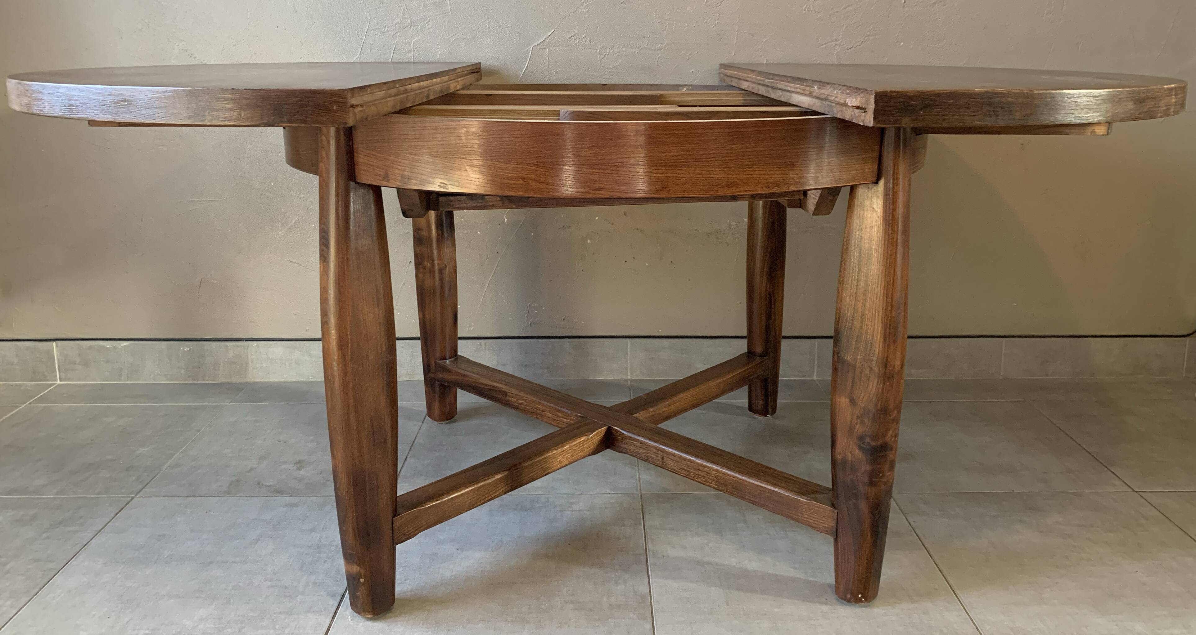 Vintage extendable wooden table from the 50s with independent extension