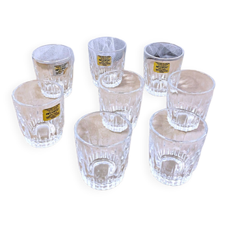 8 small liquor glasses in tempered glass france arcoroc