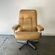 Mid-Century Scandinavian Leather Reclining Lounge Chair Chrome frame 1960s-