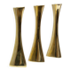 Set of 3 organic shaped brass candlesticks by K.E. Ytterberg, Sweden