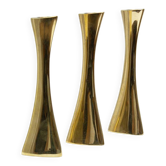 Ensemble de 3 bougeoirs en laiton aux formes organiques par K.E. Ytterberg, Suède