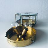 Art Deco hexagonal ceiling light in brass and glass